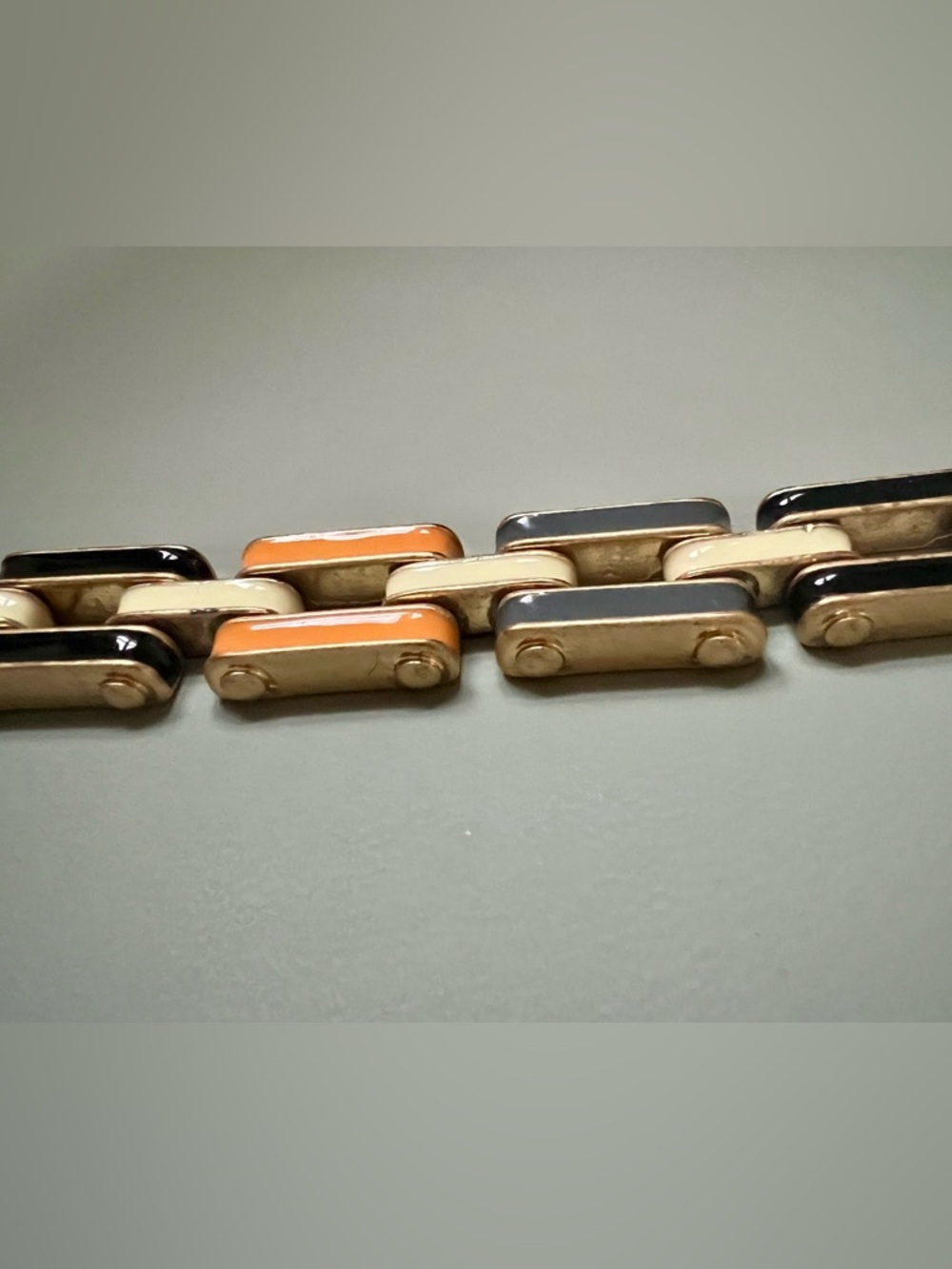J. Crew Enamel Link Bracelet - Orange, Cream & Slate Links